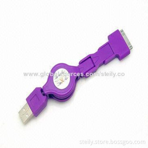 Universal 3-in-1 Retractable Micro USB 2.0 Data Cable for 30-pin Interface/Micro USB/Mini USB Models